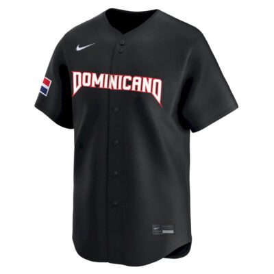 Alternative view of Sandy Alcantara Dominican Republic Baseball 2026 World Baseball Classic Black Heritage Jersey – All Stitched