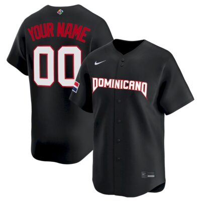 Custom Dominican Republic Baseball 2026 World Baseball Classic Black Heritage Jersey – All Stitched