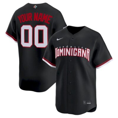 Custom Dominican Republic Baseball 2026 World Baseball Classic Black Jersey – All Stitched