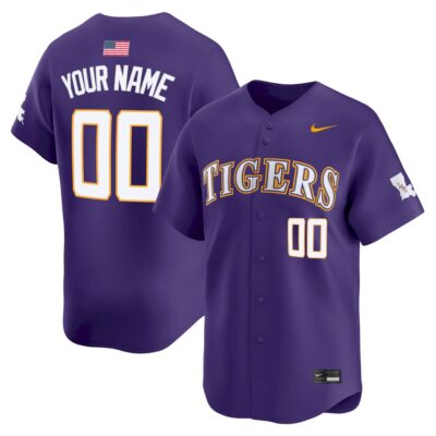 Custom LSU Tigers Baseball Purple Home Limited Jersey - All Stitched