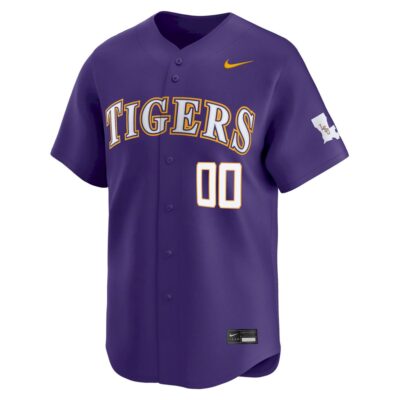 Alternative view of Custom LSU Tigers Baseball Purple Home Limited Jersey - All Stitched