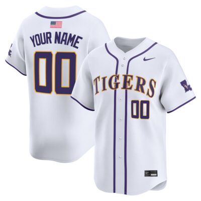 Custom LSU Tigers Baseball White Home Alternate Limited Jersey - All Stitched