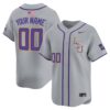 Custom LSU Tigers Baseball Grey Away Alternate Limited Jersey - All Stitched