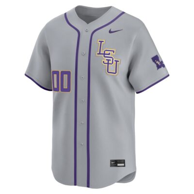 Alternative view of Custom LSU Tigers Baseball Grey Away Alternate Limited Jersey - All Stitched