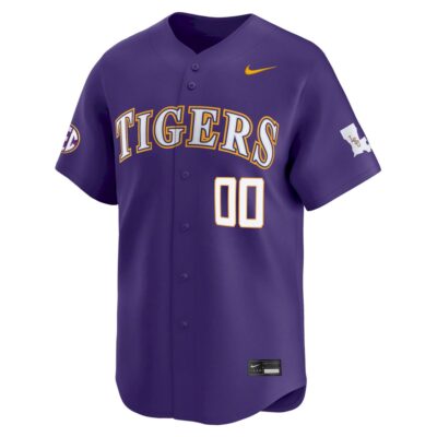 Alternative view of Custom LSU Tigers Baseball Purple Home Limited Jersey w/ SEC Patch - All Stitched