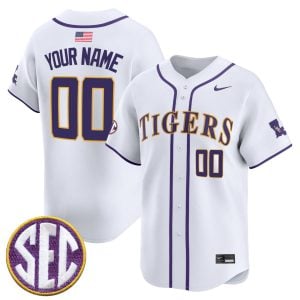 Custom LSU Tigers Baseball White Home Alternate Limited Jersey w/ SEC Patch - All Stitched