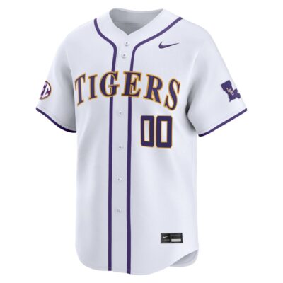 Alternative view of Custom LSU Tigers Baseball White Home Alternate Limited Jersey w/ SEC Patch - All Stitched