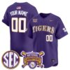 Custom LSU Tigers Baseball 2023 College World Series Champions Purple Home Limited Jersey - All Stitched