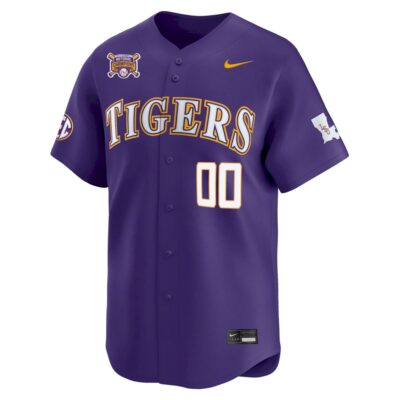 Alternative view of Custom LSU Tigers Baseball 2023 College World Series Champions Purple Home Limited Jersey - All Stitched