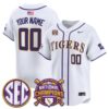 Custom LSU Tigers Baseball 2025 College World Series Champions White Home Alternate Limited Jersey - All Stitched