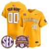 Custom LSU Tigers Baseball 2025 College World Series Champions Gold Away Limited Jersey - All Stitched
