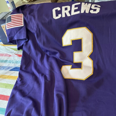 Alternative view of Custom LSU Tigers Baseball Purple Game Jersey - All Stitched