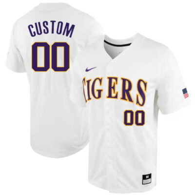 Custom LSU Tigers Baseball White Game Jersey - All Stitched