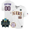 Custom LSU Tigers Baseball 2023 College World Series Champions White Game Jersey - All Stitched