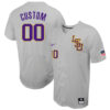 Custom LSU Tigers Baseball Grey Game Jersey - All Stitched