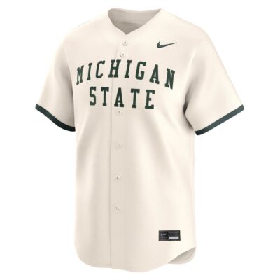 Alternative view of Custom Michigan State Spartans Baseball Natural Limited Jersey - All Stitched