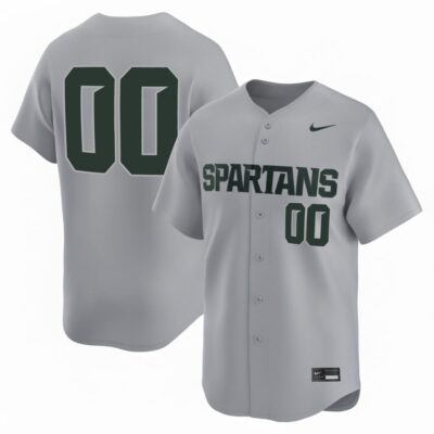 Custom Michigan State Spartans Baseball Grey Limited Jersey - All Stitched
