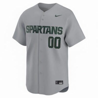 Alternative view of Custom Michigan State Spartans Baseball Grey Limited Jersey - All Stitched