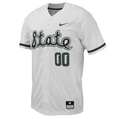 Alternative view of Custom Michigan State Spartans Baseball Alternate White Game Jersey - All Stitched