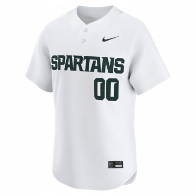 Alternative view of Custom Michigan State Spartans Baseball White Two Button Limited Jersey - All Stitched