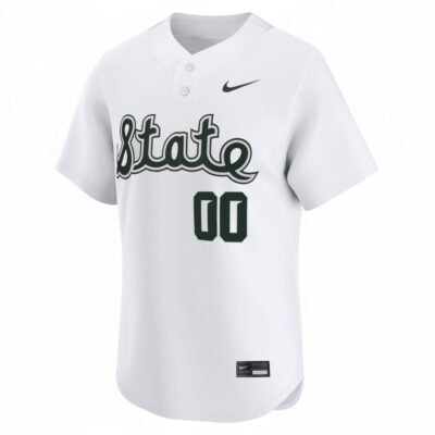 Alternative view of Custom Michigan State Spartans Baseball Alternate White Two Button Limited Jersey - All Stitched