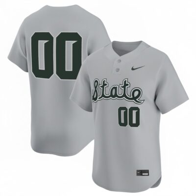 Custom Michigan State Spartans Baseball Grey Two Button Limited Jersey - All Stitched
