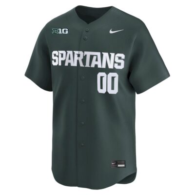 Alternative view of Custom Michigan State Spartans Baseball Green Limited Jersey w/ B1G Patch - All Stitched