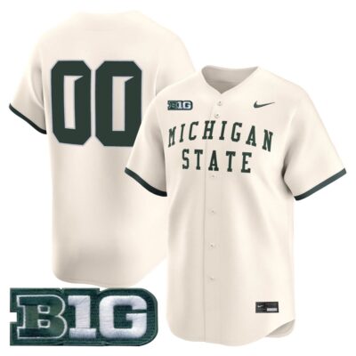 Custom Michigan State Spartans Baseball Natural Limited Jersey w/ B1G Patch - All Stitched