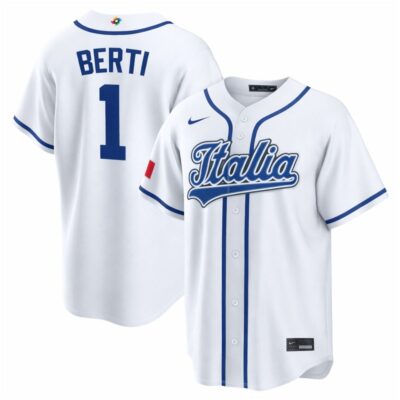 Jon Berti Italy Baseball 2026 World Baseball Classic White Home Jersey - All Stitched