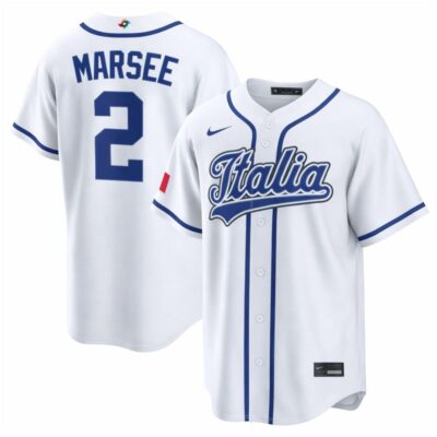 Jakob Marsee Italy Baseball 2026 World Baseball Classic White Home Jersey - All Stitched