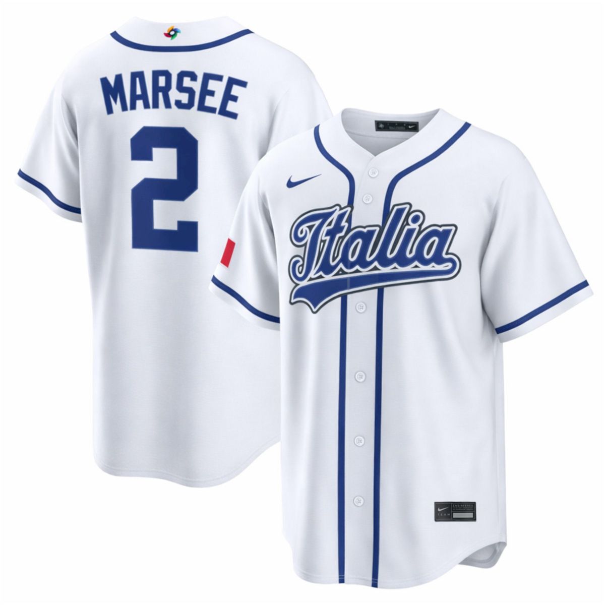 Jakob Marsee Italy Baseball 2026 World Baseball Classic White Home Jersey - All Stitched