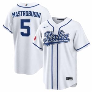 Miles Mastrobuoni Italy Baseball 2026 World Baseball Classic White Home Jersey - All Stitched