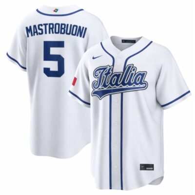 Miles Mastrobuoni Italy Baseball 2026 World Baseball Classic White Home Jersey - All Stitched