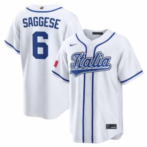 Thomas Saggese Italy Baseball 2026 World Baseball Classic White Home Jersey - All Stitched
