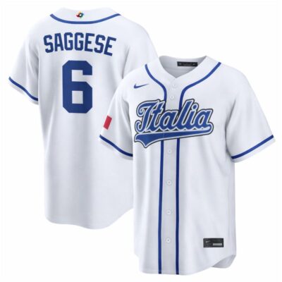 Thomas Saggese Italy Baseball 2026 World Baseball Classic White Home Jersey - All Stitched