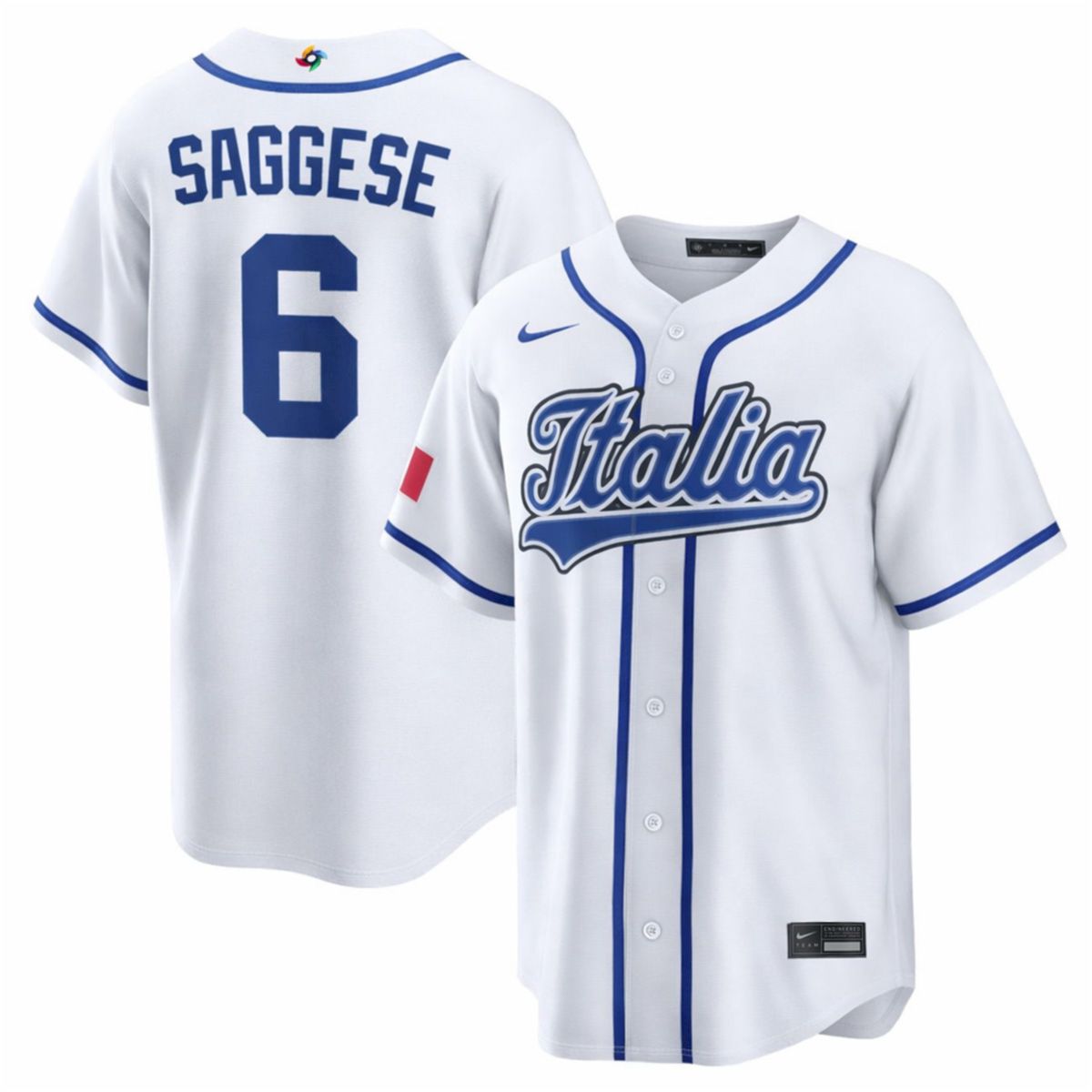 Thomas Saggese Italy Baseball 2026 World Baseball Classic White Home Jersey - All Stitched