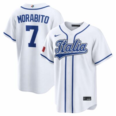 Nick Morabito Italy Baseball 2026 World Baseball Classic White Home Jersey - All Stitched