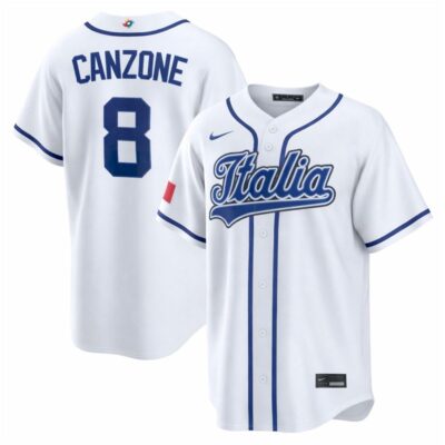 Dominic Canzone Italy Baseball 2026 World Baseball Classic White Home Jersey - All Stitched