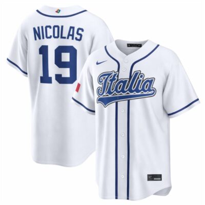 Kyle Nicolas Italy Baseball 2026 World Baseball Classic White Home Jersey - All Stitched