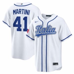 Renzo Martini Italy Baseball 2026 World Baseball Classic White Home Jersey - All Stitched