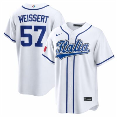 Greg Weissert Italy Baseball 2026 World Baseball Classic White Home Jersey - All Stitched