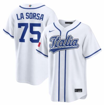 Joe La Sorsa Italy Baseball 2026 World Baseball Classic White Home Jersey - All Stitched