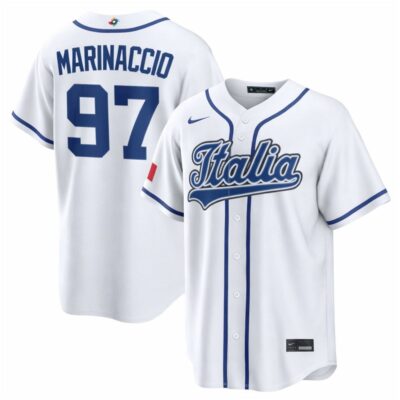 Ron Marinaccio Italy Baseball 2026 World Baseball Classic White Home Jersey - All Stitched