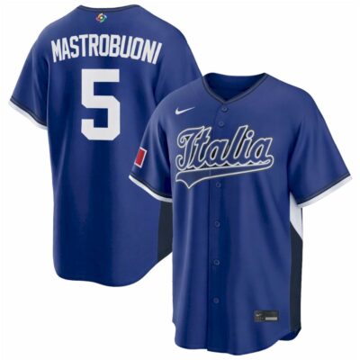 Miles Mastrobuoni Italy Baseball 2026 World Baseball Classic Royal Road Jersey - All Stitched