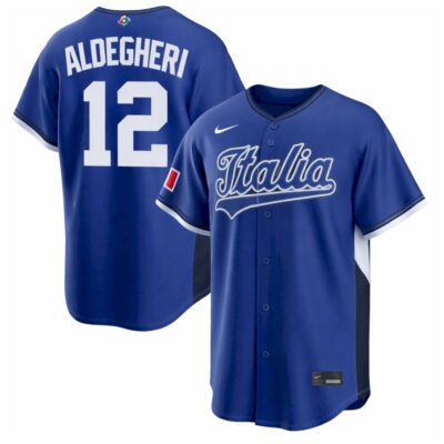 Samuel Aldegheri Italy Baseball 2026 World Baseball Classic Royal Road Jersey - All Stitched