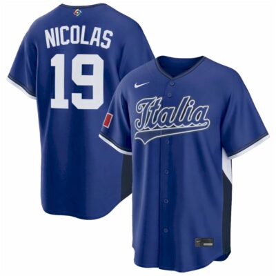 Kyle Nicolas Italy Baseball 2026 World Baseball Classic Royal Road Jersey - All Stitched