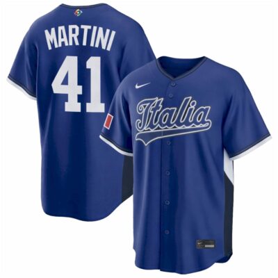 Renzo Martini Italy Baseball 2026 World Baseball Classic Royal Road Jersey - All Stitched