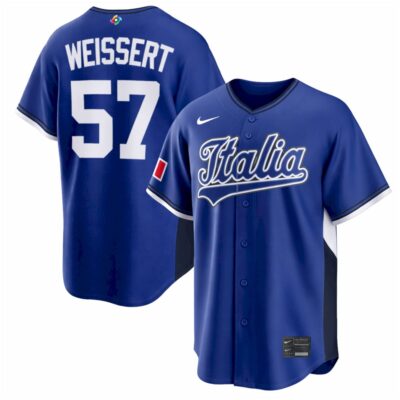 Greg Weissert Italy Baseball 2026 World Baseball Classic Royal Road Jersey - All Stitched