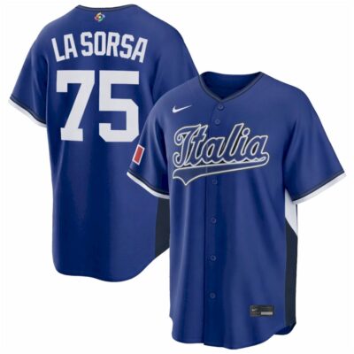 Joe La Sorsa Italy Baseball 2026 World Baseball Classic Royal Road Jersey - All Stitched