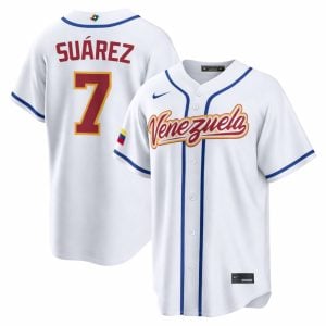 Eugenio Suárez Venezuela Baseball 2026 World Baseball Classic White Home Jersey – All Stitched
